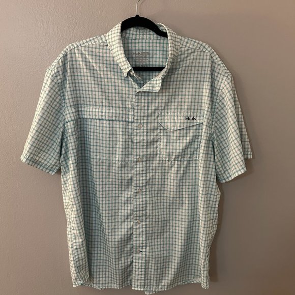 HUK Men's Short Sleeve Fishing Button Down Shirt - Picture 1 of 6